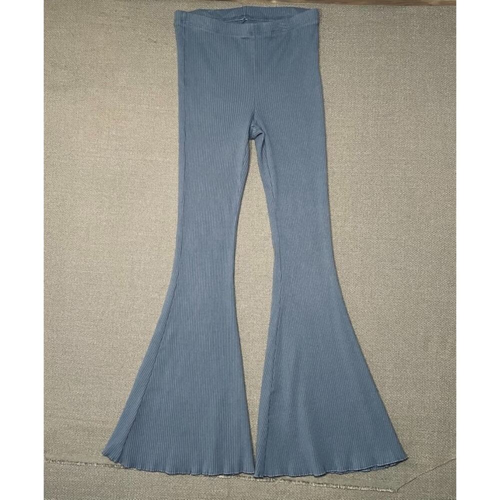 Aerie Kick-It Ribbed High Waisted Super Flare Pant In Size Medium Festival Boho